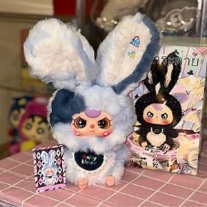 Baby Three Blind Box Plush, Baby Three Lily Rabbit Town V3 Series, Cute Vinyl Plush Blind Box Doll, Kawaii Collectible Figure Mystery Box for Gifts, Single Box (1 of 9 Possible Styles)