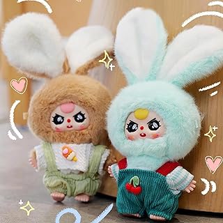 Baby Three Miniature Bunny Series Doll Box, Plush Doll Ornament Bag Pendant Toy, Vinyl Mystery Box Action Figure Birthday Toy Gift, Random 1PC